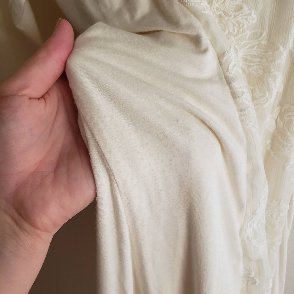 Anthropologie Tiny Embroidered Dress L Ivory Knit Belted Tunic - Picture 10 of 12